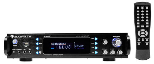 Rockville Rpa60bt 19" 1000w 2-ch Usb Bluetooth Dj/pro/karaoke Amplifier Mixer