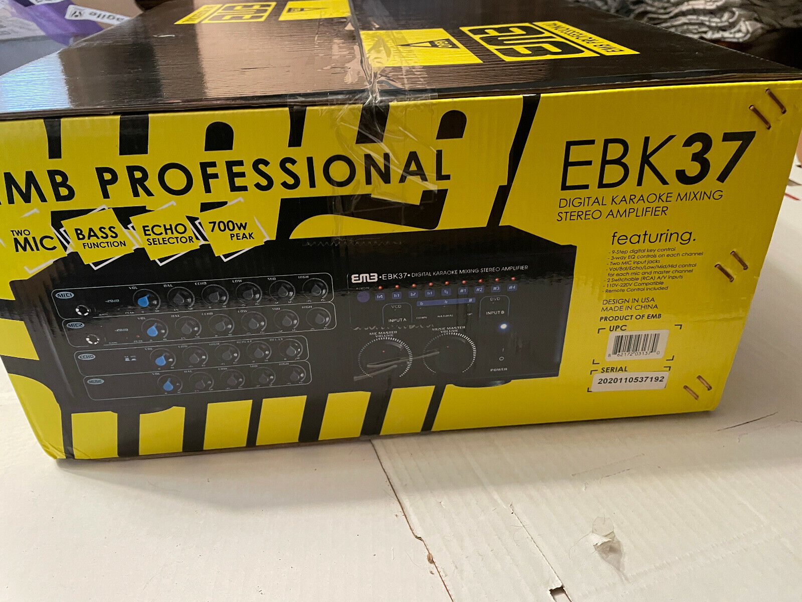 Emb Ebk37 700w Digital Karaoke Mixer Amplifier Key Control 2 Mics  Echo Excite