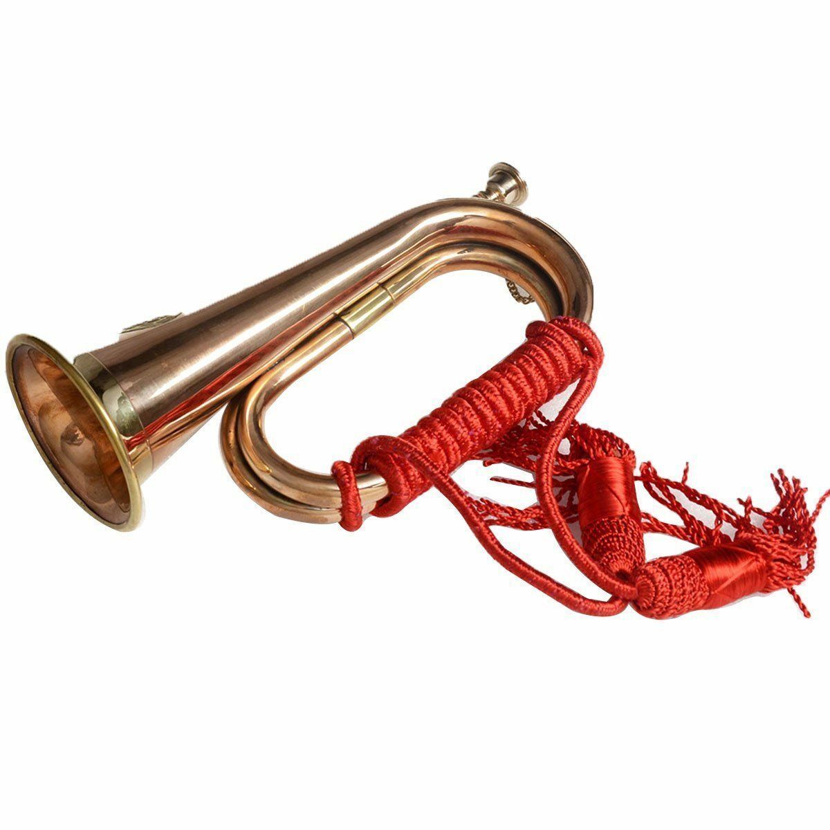 Real Copper Boy Scout Bugle Horn- Red Rope 2 Set