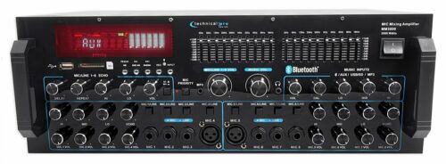 Technical Pro Mm3000 Powered Bluetooth Microphone Mixer Amplifier Amp Sd, Usb
