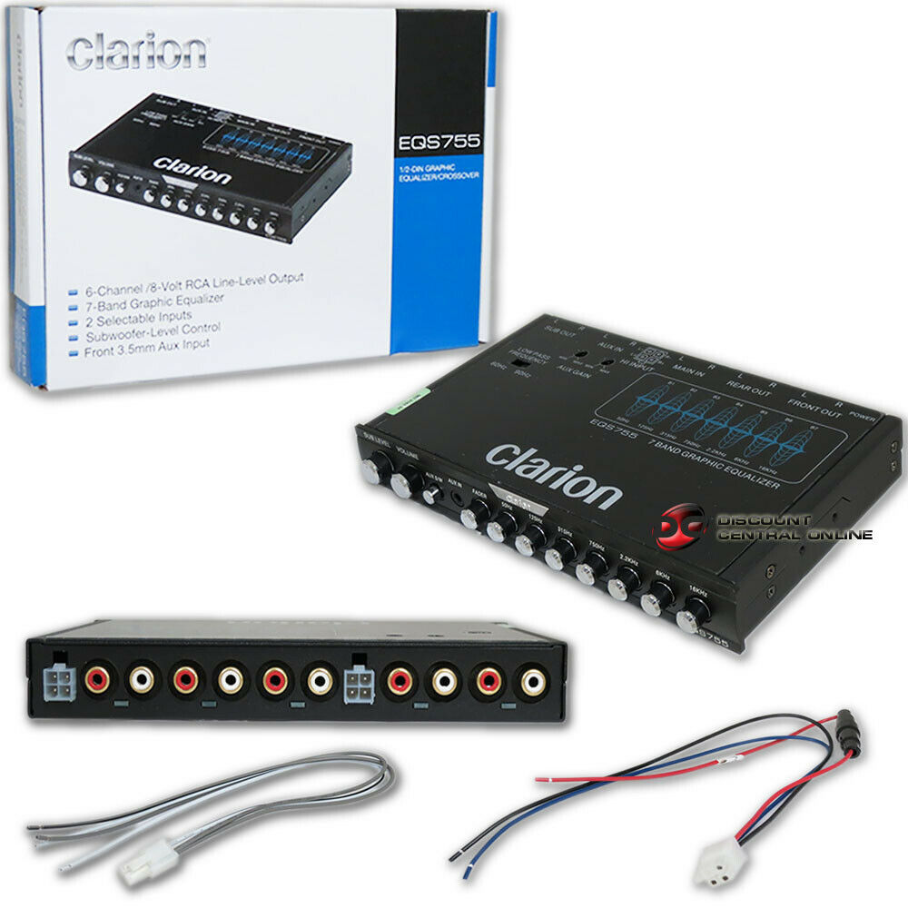 New Clarion Eq Eqs755 Car Audio 7-band Graphic Equalizer With 3.5mm Rca Aux-in